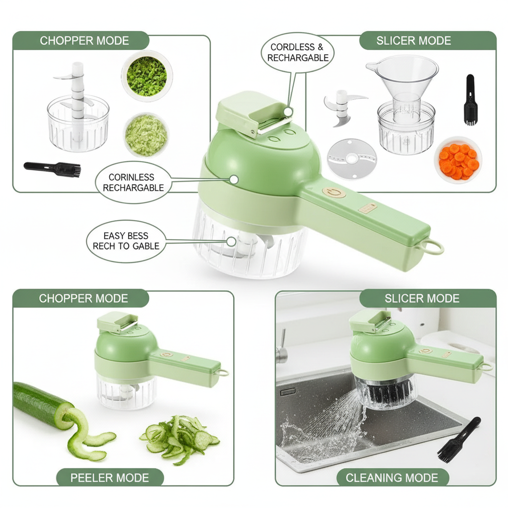 4 in 1 Portable Electric Vegetable Cutter Set